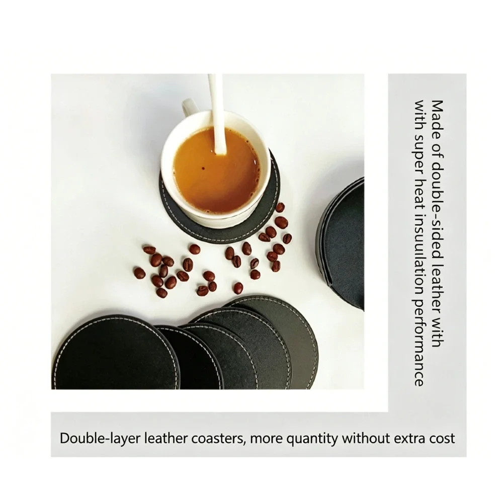 Black Gold Marble Double-Sided PU Coasters, Waterproof Heat Resistant for Coffee